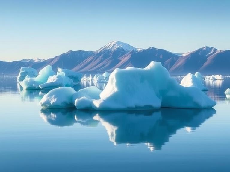 Disko Bay with dramatic icebergs and reflections
