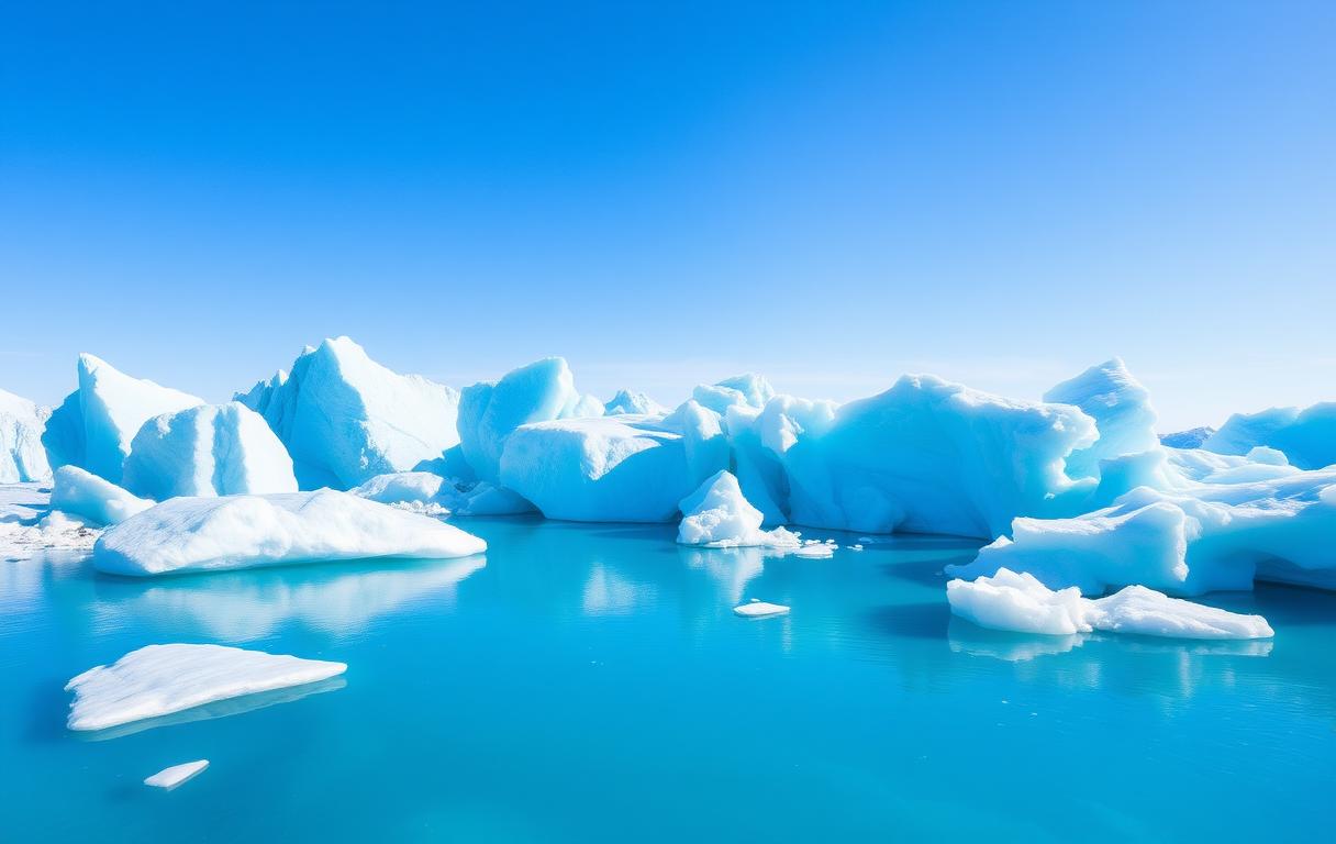 Massive blue icebergs in Greenland's waters